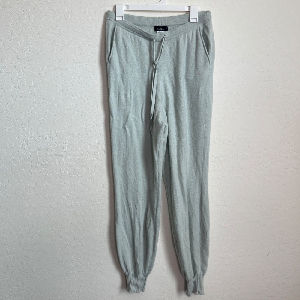 Naadam Womens 100% Cashmere Joggers Sage Green Drawstring Sweatpants Size L